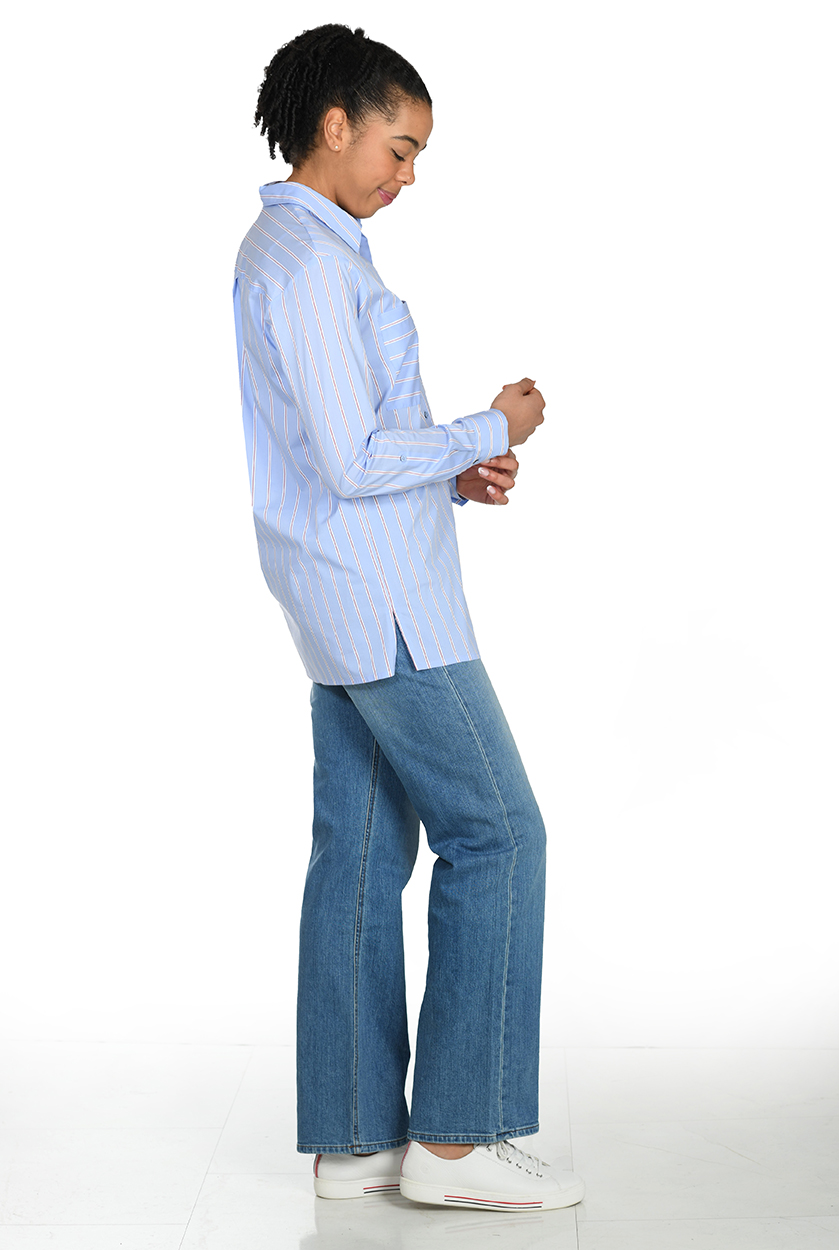 Gestreifte Langarm-Hemdbluse in Oversized-Schnitt