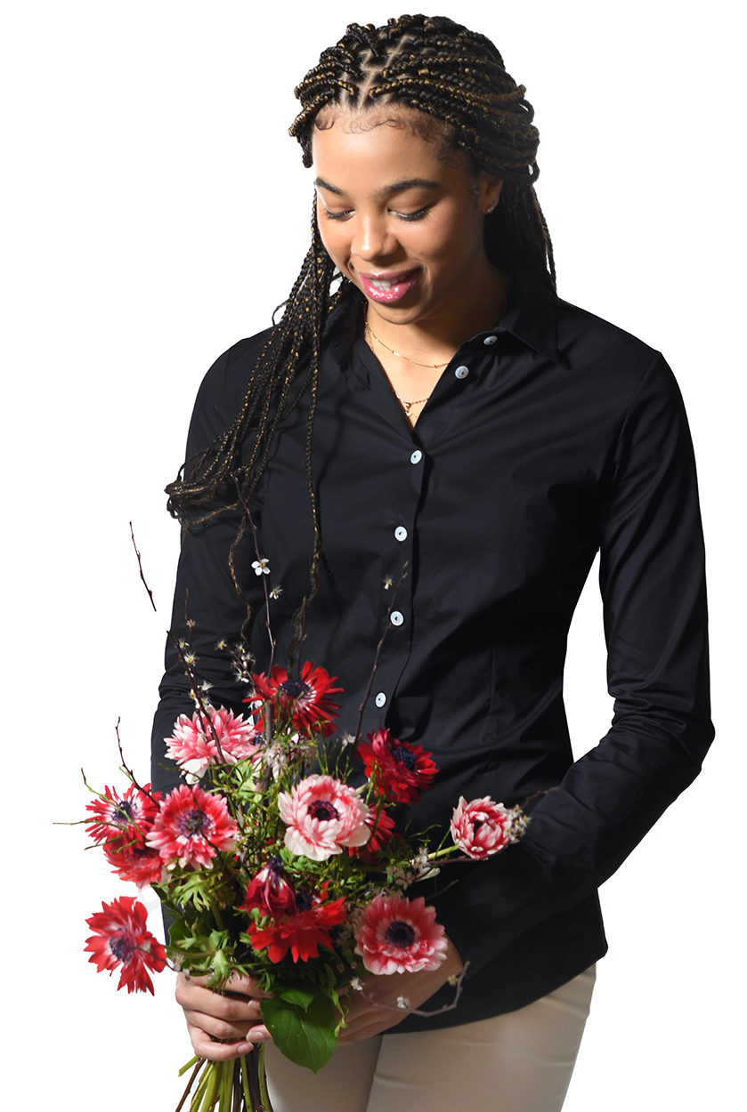 Langarm Basic-Bluse aus Stretchbaumwolle in 4 Farben