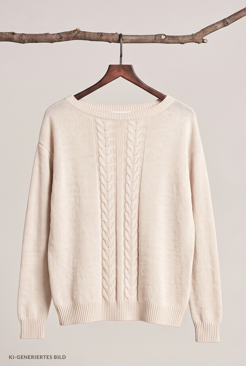 Winterstrickpullover mit Zopfmuster in 2 Farben
