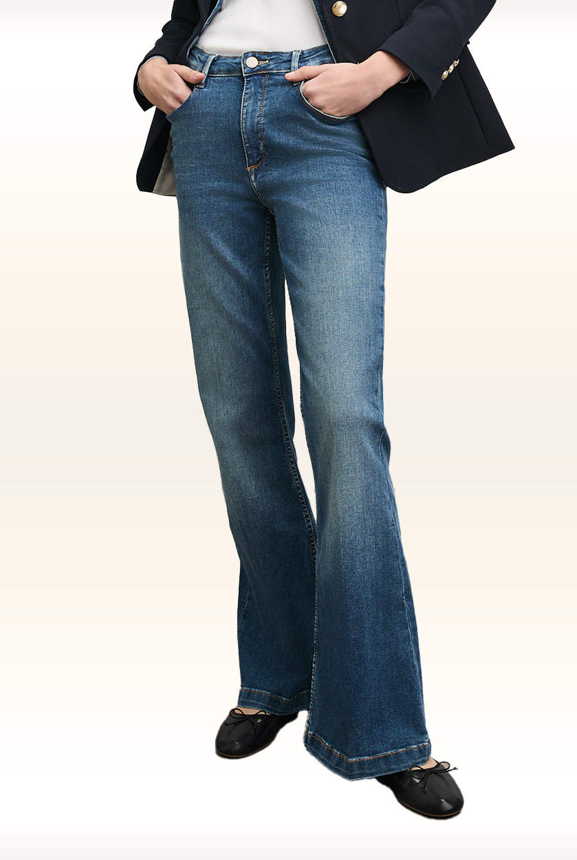 Klassische High Waist Bootcut Jeans SUNNY in Länge 37" Inch