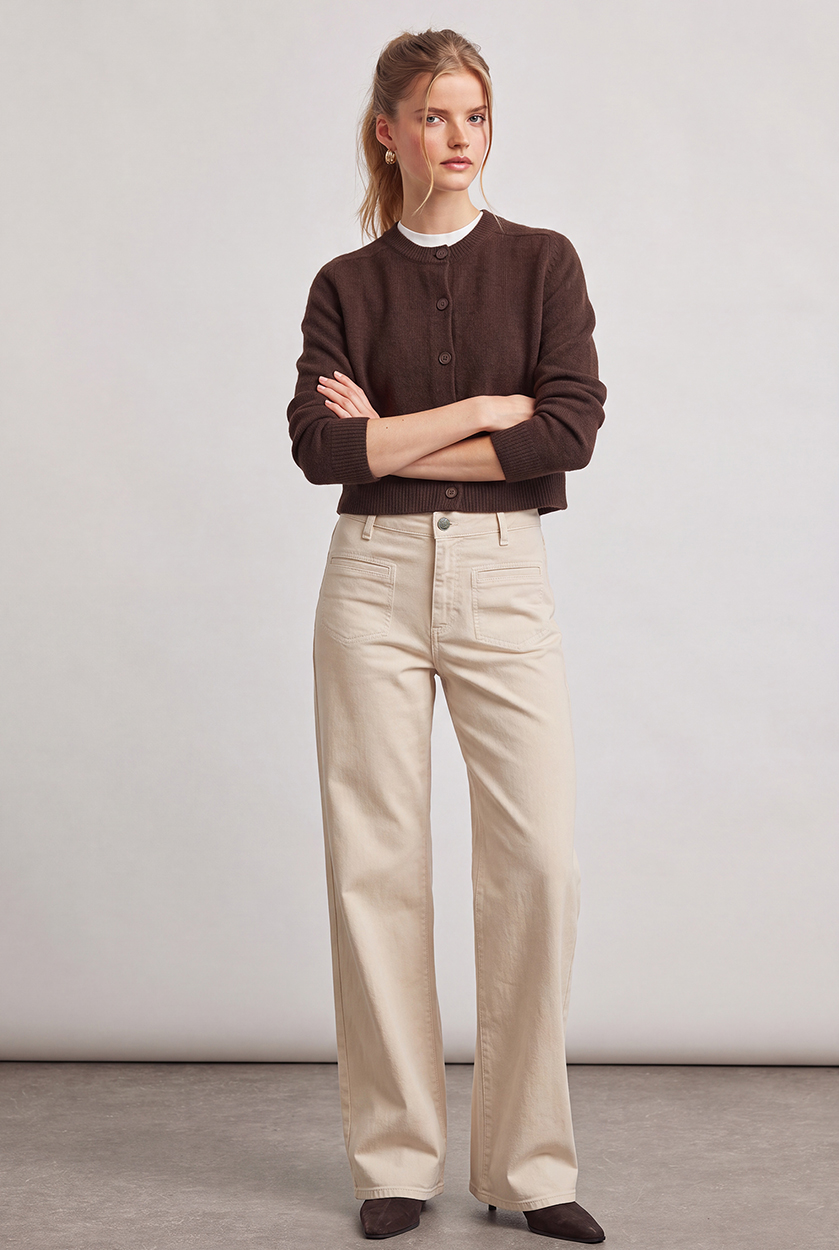High Waist WIDE LEG Jeans JUDY Pockets in Länge 38" Inch